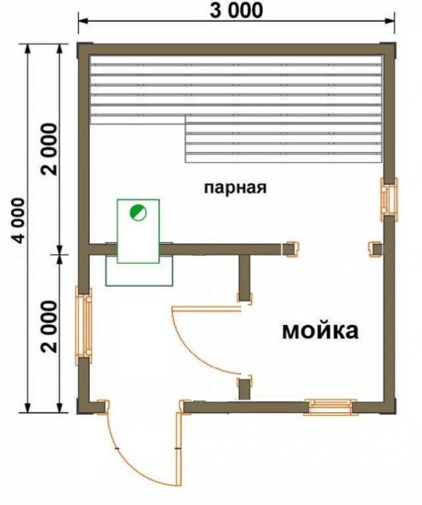 Баня из сухого мини-бруса «Домовенок» 3х4м 12м²| Ключ 585 - производим и строим надежные и практичные дома под ключ